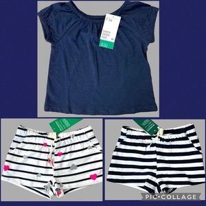 H&M Toddler Girl Outfit-Navy Blue Shirt & 2 Pairs Striped Leggings